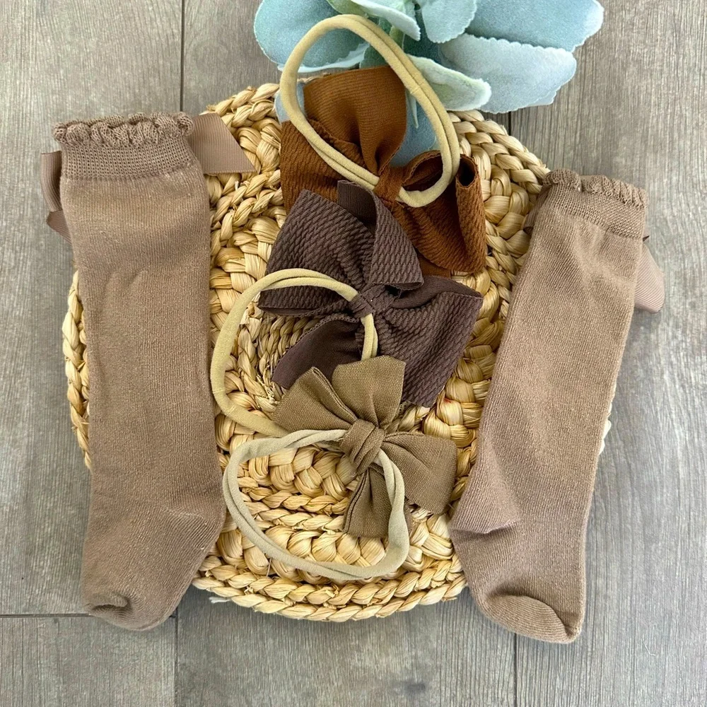 Baby Girl boho socks & hair pieces headband baby girl 0-12 months
